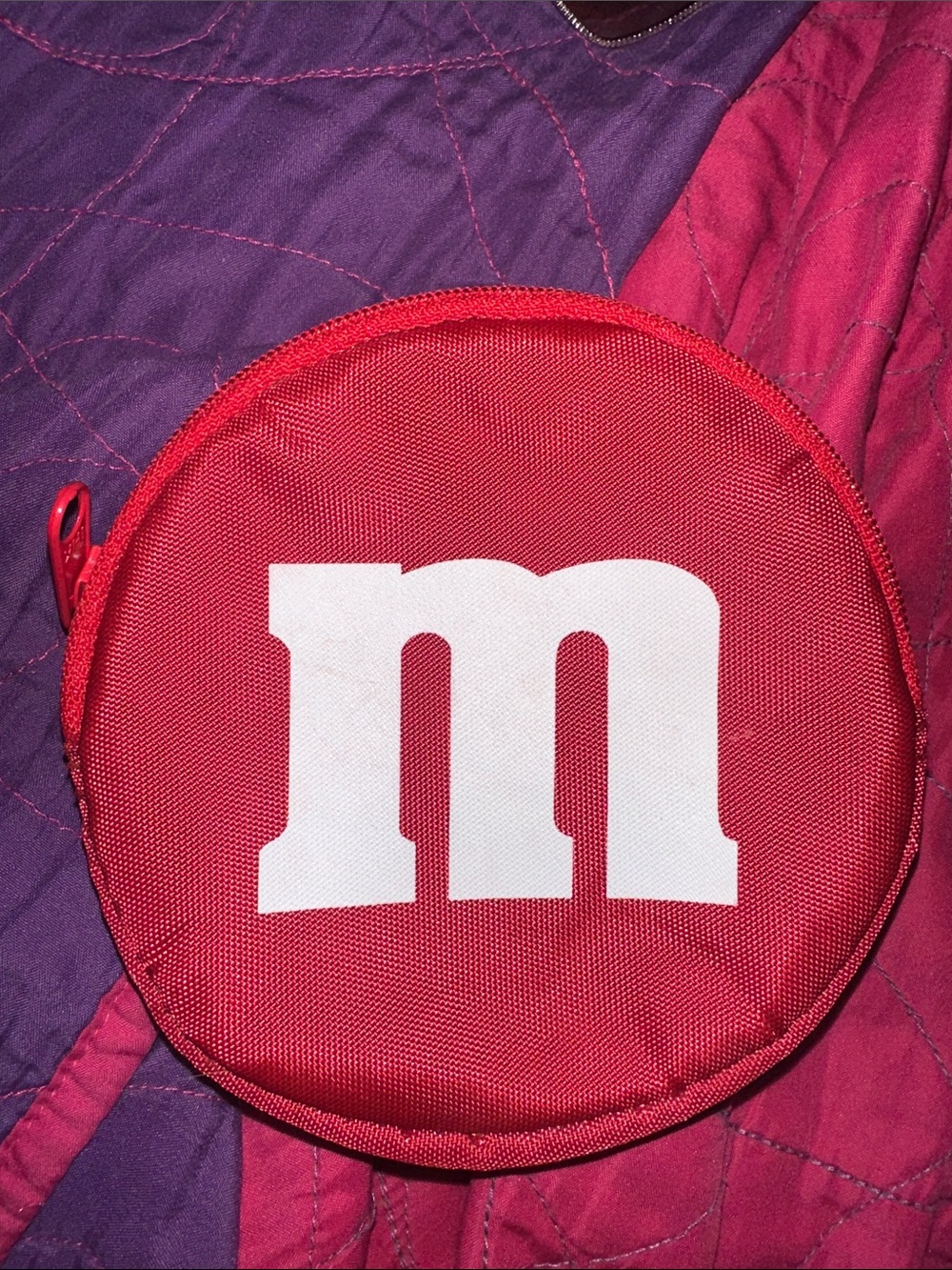 M&M'S Red Round Cosmetic Pouch with White 'm' Logo